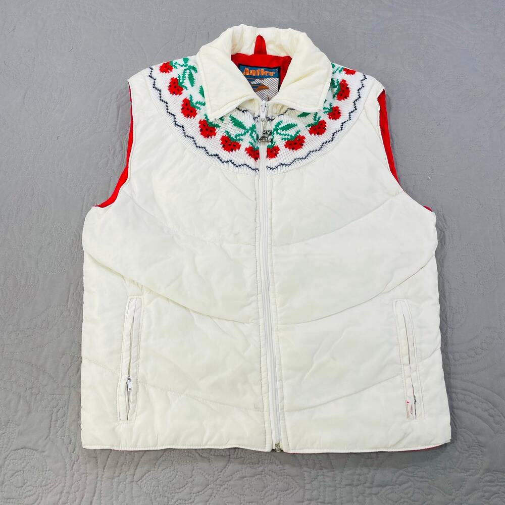 Quacker Factory White Quilted Vest with Embroidered Flora